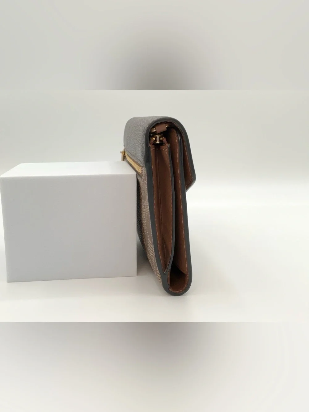 Coach Travel Sig Envelope Wallet Brown Leather&Canvas - W/O STRAP Excellent Cond